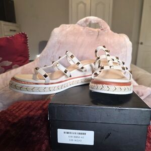 Studded White Platform Sandals